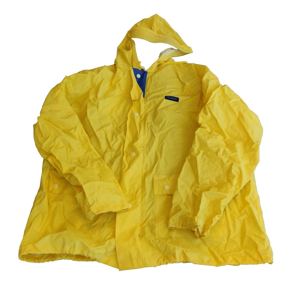 Stearns Dry Wear 2 Piece Rain Suit Yellow Full Zip Jacket Pants Size L